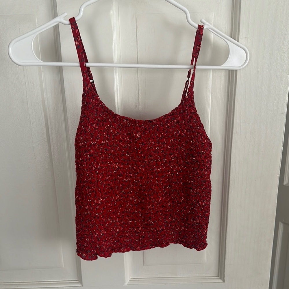 Hollister Red Smocked Crop Camisole